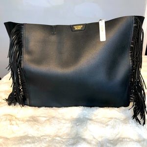 NWT Victoria Secrets leather Fringe Weekender Bag
